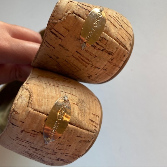 Jimmy Choo Whirl Cork Gold Leather Cap Ballet Flats - Picture 13 of 15